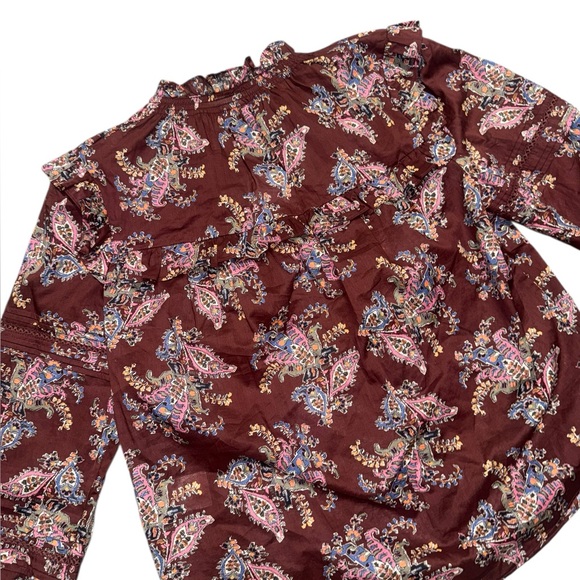 NWT women’s VERONICA BEARD paisley Hopkins Printed Long Sleeve Ruffle Blouse sz6 - Picture 5 of 10